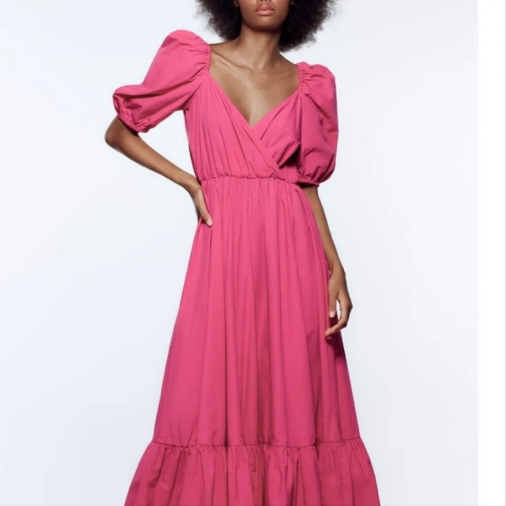 Zara Puff Sleeves Midi Dress Bloggers Favorite Size XS, S - Picture 7 of 8
